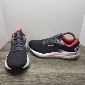 Brooks Ghost 16 Running Shoes Women Size 10 Black Pink Comfort Low Sneakers